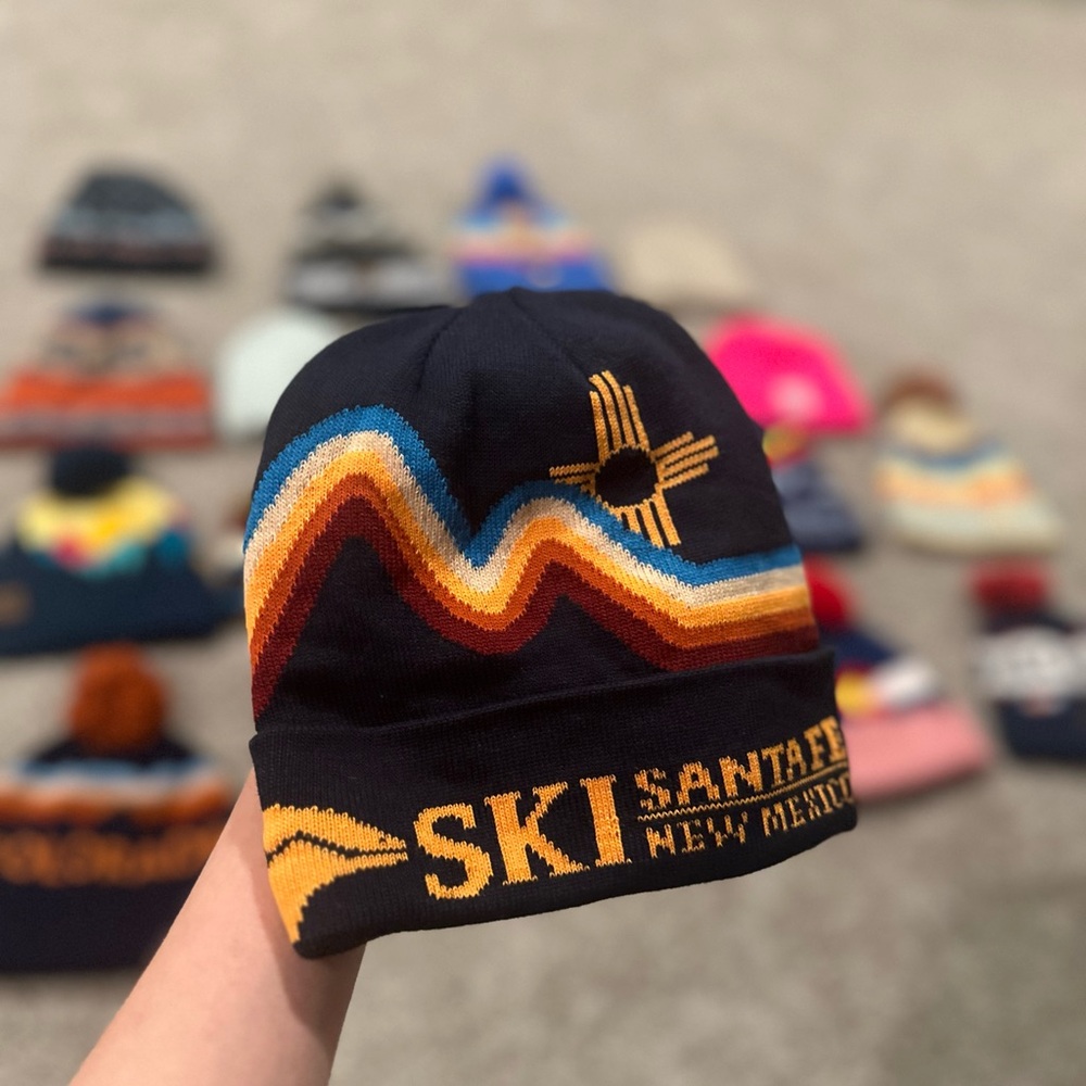 NWOT Ski Santa Fe New Mexico Beanie - Black and Multicolor